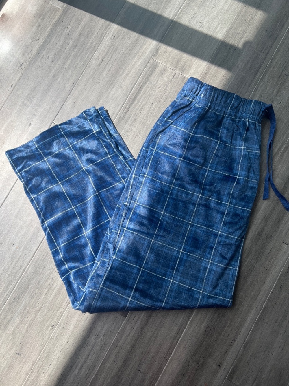 NWOT Men's Geoffrey Beene Blue Plaid Pajama Lounge Pants L